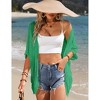Womens Short Sleeve Cardigan Beach Cover Up Hollow-Out Sweater Cardigan Batswing Sleeve Cover Up Lightweight Cardigan - 4 of 4