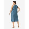 Jessica London Women's Plus Size Denim Tie-Neck Dress - 3 of 4