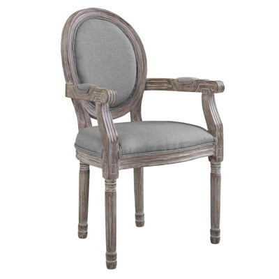 Modway Emanate Vintage French Upholstered Fabric Dining Armchair - Light Gray