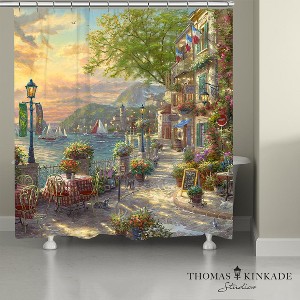 Thomas Kinkade French Riviera Café Shower Curtain - Multicolored - 1 of 1
