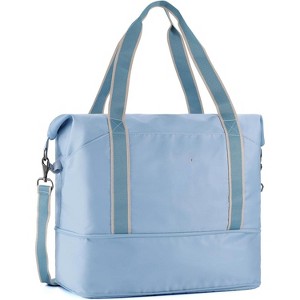 Foldable Waterproof Travel Duffel Bag with Wet Compartment, Detachable Shoulder Strap for Weekender and Gym Use - 1 of 4