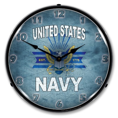 Collectable Sign & Clock | United States Navy LED Wall Clock Retro/Vintage, Lighted