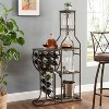 VYNXARIA Grey Wine Racks, 11-Bottle 5-Tier Freestanding Rack with Glass Holder and Storage Shelves - 2 of 4