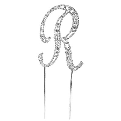 O'creme Silver Rhinestone 'letter R' Cake Topper : Target