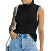 Coolmee Womens Sleeveless Sweater Vest Turtleneck Ribbed Knit Tank Tops Basic Slim Fit Top - 3 of 4