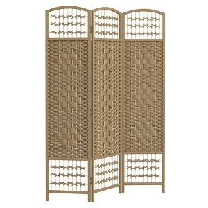 NicBex Room Divider Folding Woven Privacy Screen with Wood Legs Partition for Home & Office - 1 of 4