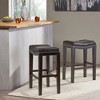 Rubberwood Studded Saddle Counter Stools MP2 (Set of 2) with H-Frame Base and Contemporary Backless Design - 3 of 4