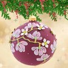Glitter Lab 5.0 Inch Burgundy Magnolia Ball Christmas Tree Ornament , Multi Seasonal Decor Christmas European Flower (1PC) - 2 of 4