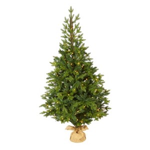 5ft. Fir Look Artificial Christmas Tree with 190 Clear LED Lights, Burlap Base & 1217 Branches – Rustic Holiday X-Mas Tree - 1 of 4