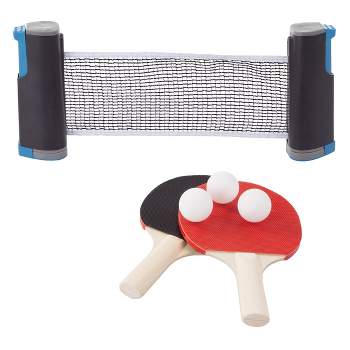 Toy Time Table Tennis Set  Portable Instant Two Player Game with Retractable Net Wooden Paddles and Balls for Two Player Family Fun On The Go