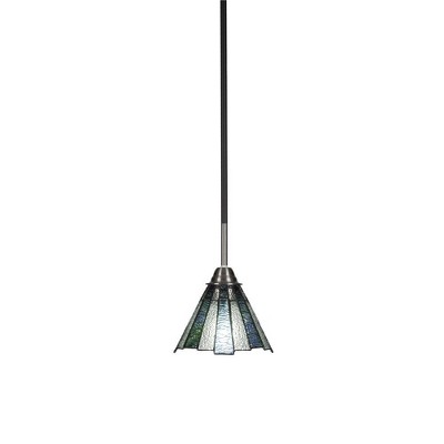 Toltec Lighting Paramount 1 - Light Pendant in  Matte Black/Brushed Nickel with 7" Sea Ice Art Glass Shade