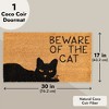 Juvale Cat Doormat for Outdoor Entrance, Beware of the Cat Coir Welcome Mat for Front Door, 17x30 in - 3 of 4