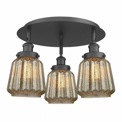 Chatham - 3 Light Flush Mount In Art Deco Style-8 Inches Tall and 18.25 Inches Wide
