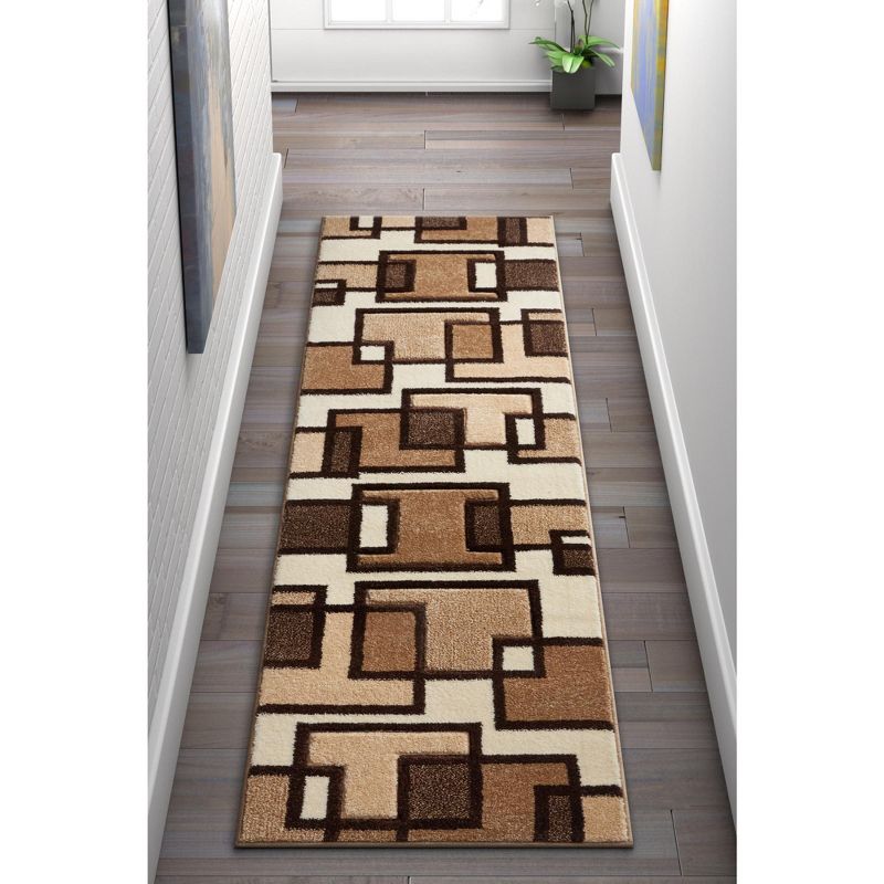 Uptown Squares Modern Geometric Comfy Casual Hand Carved Abstract Boxes Contemporary Thick Soft Plush Area Rug, 3 of 6