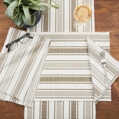 Chandler Stripe Black and White Cotton Napkin Set of 6