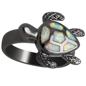 Sea Turtle Statement Ring for Women Black Plate Fire Opal Ginger Lyne Collection - 1 of 4