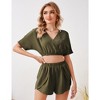 Women's 2 Piece Outfits Summer V Neck Short Sleeve Crop Top and High Waist Shorts - 4 of 4
