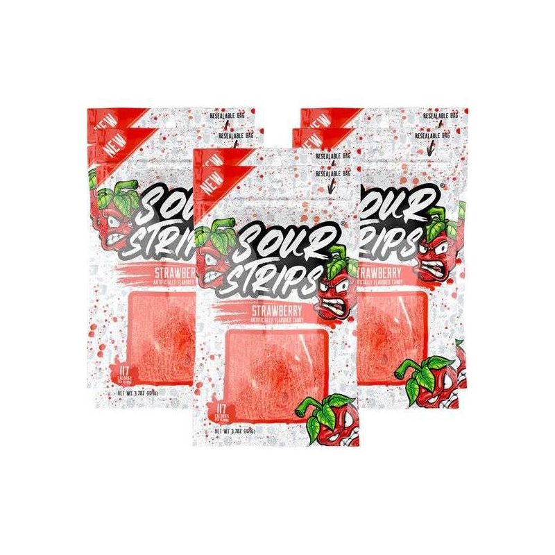 Strawberry Sour Strips Candy - 3.4oz, 3 of 8