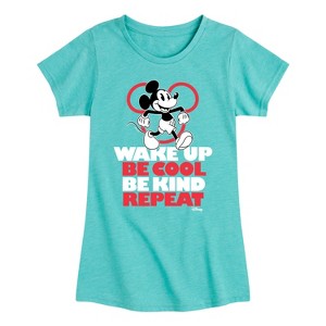 Girls' - Disney - Wake Up, Be Cool, Be Kind, Repeat Fitted Short Sleeve Graphic T-Shirt - 1 of 4