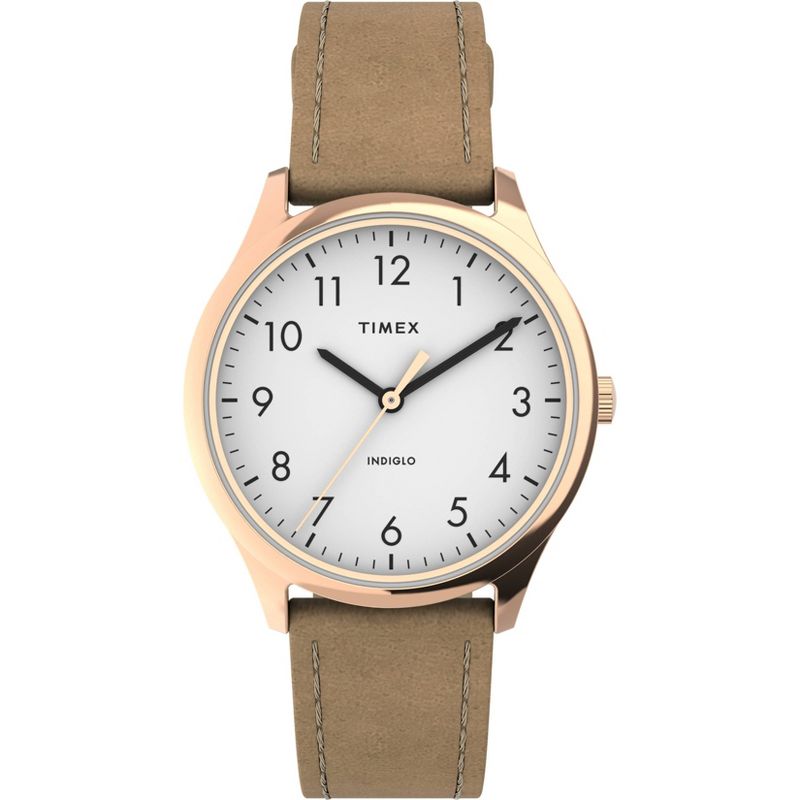 Women&#39;s Timex Easy Reader with Leather Strap - Rose Gold/Beige TW2T72400JT, 1 of 5