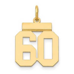 Black Bow Jewelry 14k Yellow Gold, Athletic Collection, Small Polished Number 60 Pendant - 1 of 4