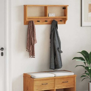 Aghana Digitals Rustic Solid Pine Wood Wall-Mounted Coat Rack with Acacia Finish for Hallway - 1 of 4