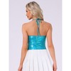 INSPIRE CHIC Women's Halter Backless Party Spaghetti Straps Asymmetrical Glitter Metallic Camisole - 3 of 4