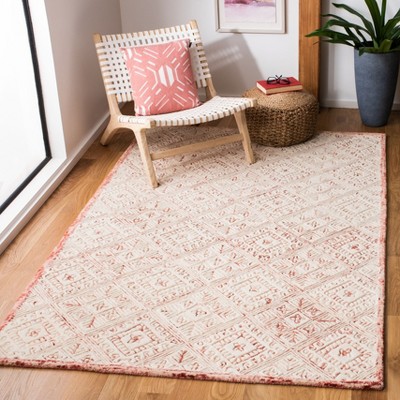 Ivory Hand-Tufted Wool and Viscose Area Rug, 5' x 8'