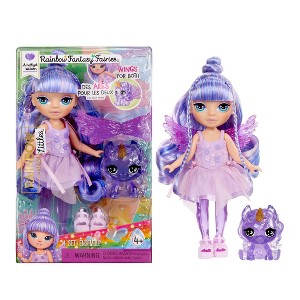 Rainbow High Littles Rainbow Fantasy Fairies + Pet - Amethyst, Purple 5.5" Small Doll & Unicorn - 1 of 4