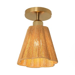 Parrot Uncle 7.3" Gold Farmhouse Semi-Flush Mount Ceiling Light 1-Light - 1 of 4