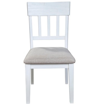 Transitional Slat-Back Upholstered Side Chair in Mystic White