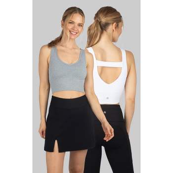 90 Degree By Reflex - Women's 2 Pack Front Zip Seamless Sports Bra -  White/black - Medium : Target