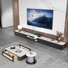 POVISON 125" Modern TV Stand for Projector, Sintered Stone TV Cabinet with Drawers for Home Theater, Oak Veneer MDF - 3 of 4