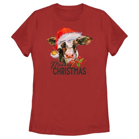 Women's Lost Gods Moooey Christmas Cow T-Shirt - image 1 of 4