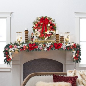 COZONY 6ft Pre-Lit Christmas Garland with 20 LED Lights & Red Bows, 8 Modes, Weather-Resistant - 1 of 4
