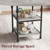 Round Wooden Dining Table for 4-6, Modern 3-Layer Kitchen Table with Storage Shelves and Roman Metal Legs, Ideal for Dining Room and Living Room. - 4 of 4