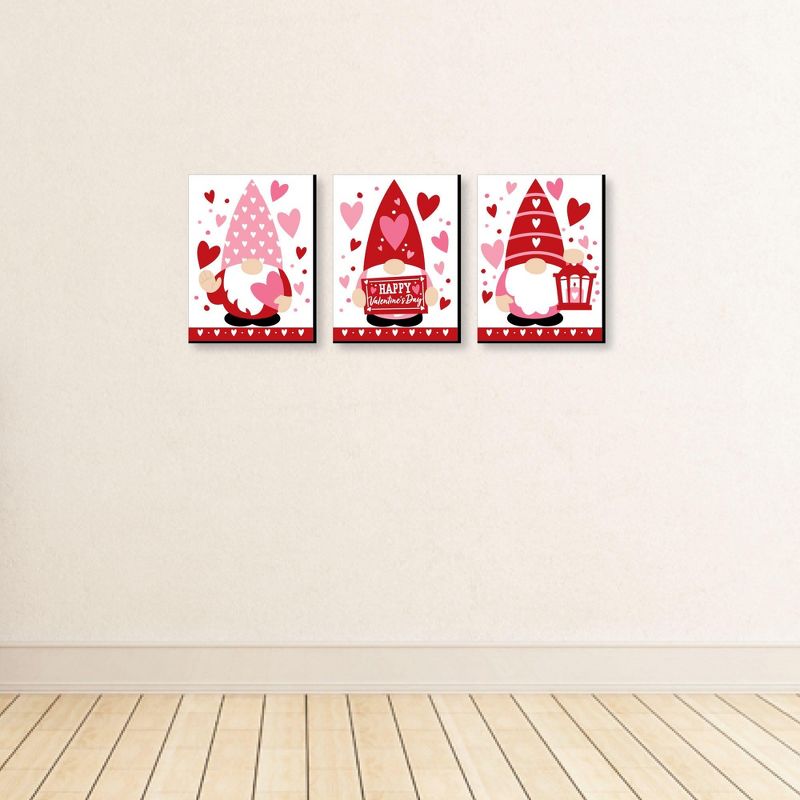 Big Dot of Happiness Valentine Gnomes -Valentine's Day Wall Art and Kids Room Decor - 7.5 x 10 inches - Set of 3 Prints, 3 of 8
