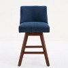 CAVINAS 26" H Counter Height Swivel Barstools Set of 2, Upholstered Swivel Dining Chairs with Curved Backrest and Solid Rubber Wood Legs - 4 of 4