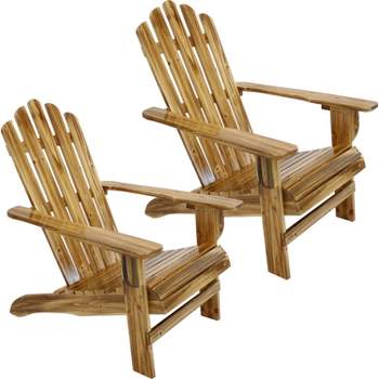 Sunnydaze Outdoor Natural Fir Wood Rustic Lounge Backyard Patio Adirondack Chair - Light Charred Finish