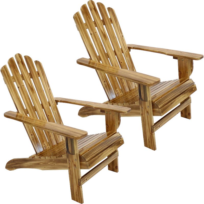Sunnydaze Outdoor Natural Fir Wood Rustic Lounge Backyard Patio Adirondack Chair - Light Charred Finish, 1 of 10