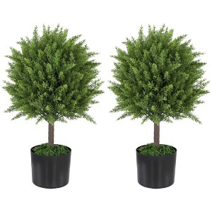 Aghana Digitals 2-Pack 17.7" UV-Protected Artificial Cedar Topiary Balls with 680 Leaves for - 1 of 4