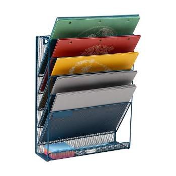 Mind Reader Mesh 6 Pocket Vertical Desk Organizer Turquoise