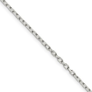 Black Bow Jewelry 2.2mm Sterling Silver D/C Solid Elongated Cable Chain Necklace - 1 of 4