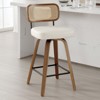 Bekrvio Swivel Counter Height Bar Stools - 26" Faux Leather Upholstered with Rattan Back,Ideal for Kitchen Island - 2 of 4