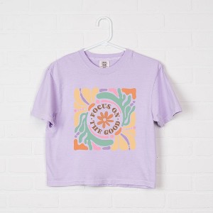 Simply Sage Market Women's Boho Focus On The Good Short Sleeve Relaxed Fit Cropped Tee - 1 of 3
