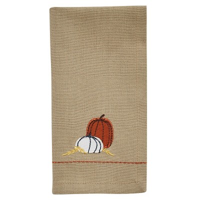 Park Designs Pumpkins Embroidered Napkin Set - Beige