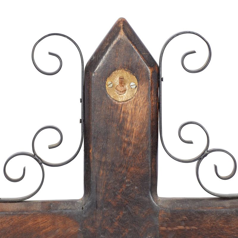 Mango Wood Biblical Carved Cross Wall Decor with Metal Scrollwork Brown - Olivia &#38; May, 3 of 7