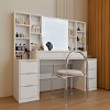 ORRD 59" Makeup Vanity Desk with Mirror & Lights - 8 Drawers, Open Shelves, Adjustable Brightness - 2 of 4