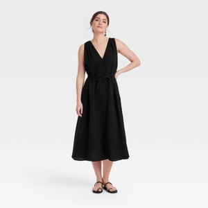 Women's Belted Gauze Midi A-Line Dress - Universal Thread™ - 1 of 3