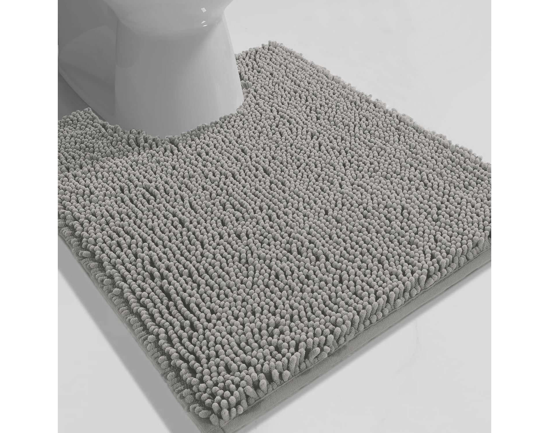 Home Mart Goods Light Grey Soft Cozy Plush Chenille Contour Bath Mat Bathroom Rug
